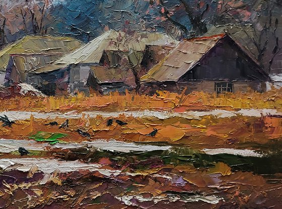 The first snow fell in the village