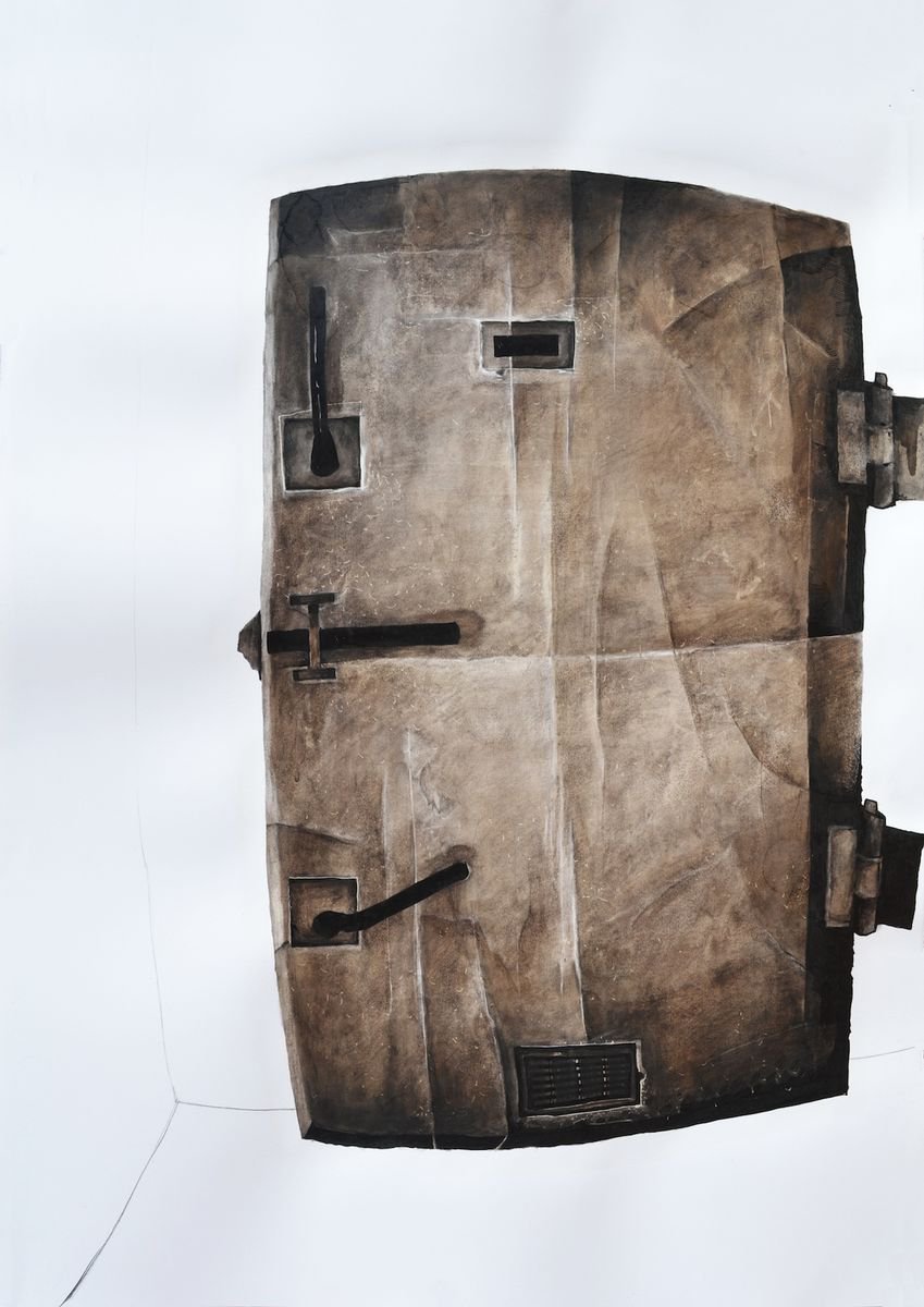 Abstract Cityscapes Charcoal Drawing By Melinda Matyas, 28 X 39", The Entrance (Euclid