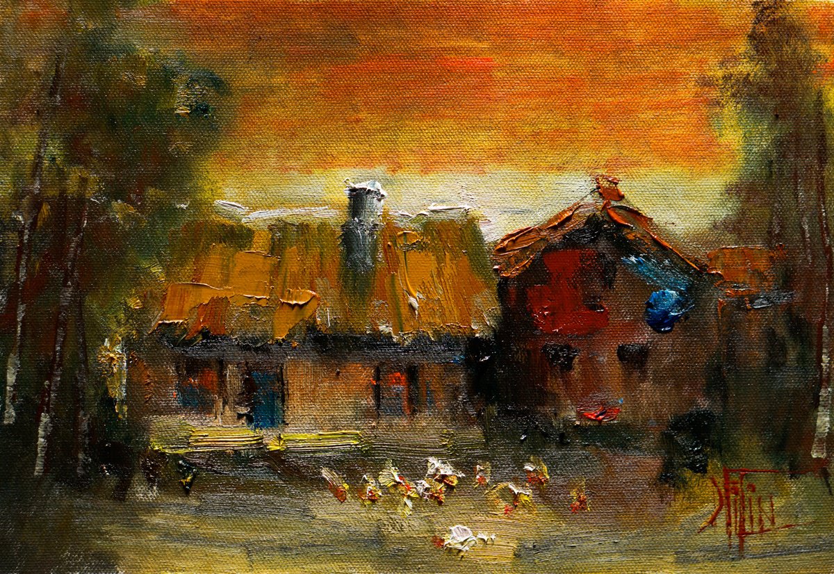 Impressionistic Landscape Oil Painting By Pavel Filin, 11 X 7", Etude25, Original Artwork