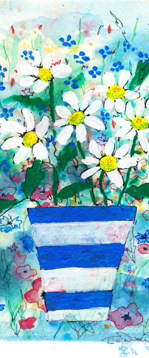 Daisies in a Blue and White Vase by Catherine O’Neill