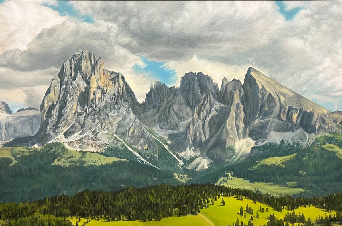 Photorealistic Oil Painting , Quiet Majesty Of The Dolomites By Simona Nedeva, 36 X 24, Artwork For Sale On Artfinder