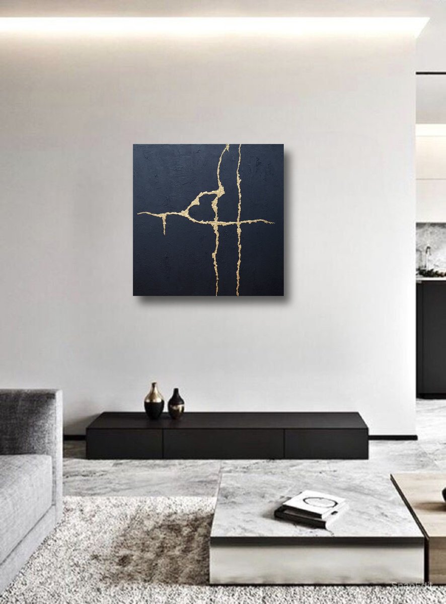 Black Golden Texture Painting by Exclusive Arts