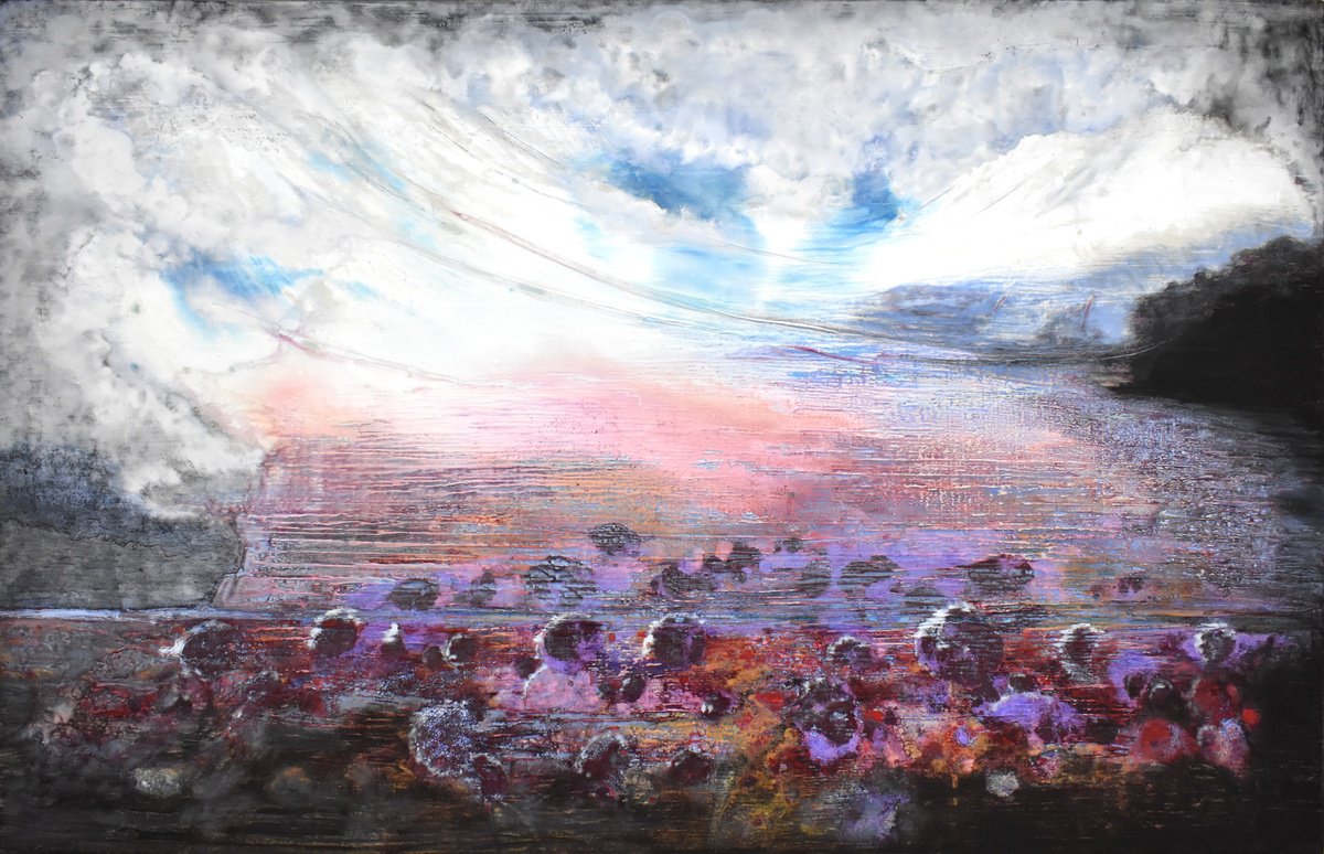 Surrealistic Landscape Painting By Milena Nicosia, 53 X 34", Paesaggio Della Mente 38, Original Artwork