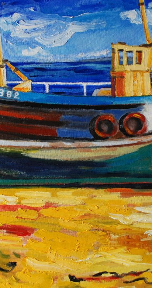 Beached boat, Avoch harbour by Christine Callum  McInally