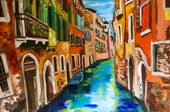 Venice #7   Summer in Venice, canals, boat, water reflections