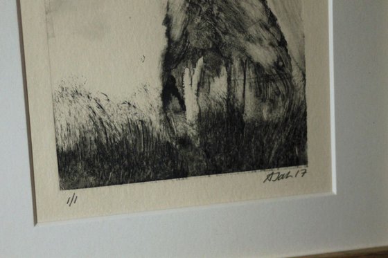 Hare Monoprint, Monotype Print Framed