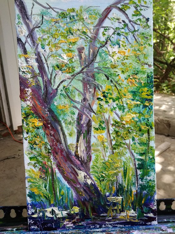 Tree in the Garden Pleinair painting