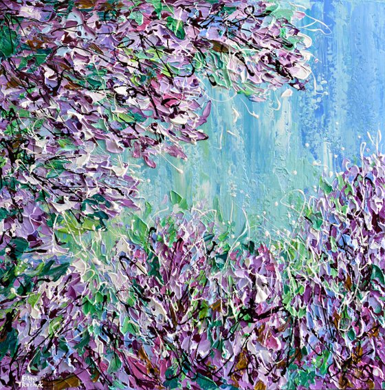 Lilac Season - Textured Spring Flowers Painting on Canvas