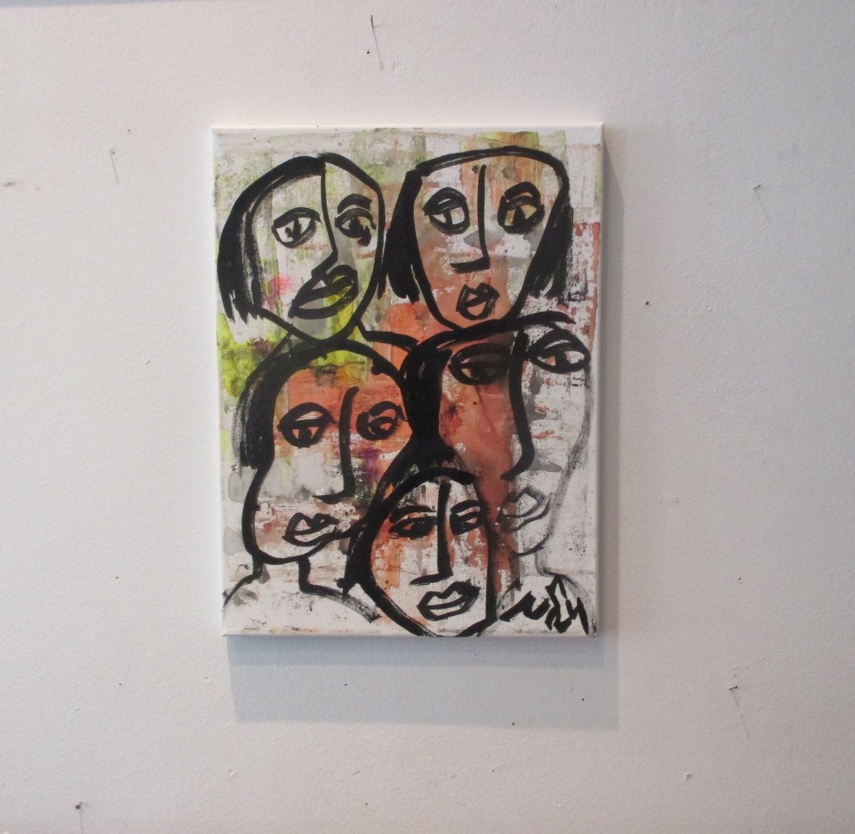 Expressive Portrait Acrylic Painting By Sonja Zeltner-Muller, 12 X 16", Expressive Faces, Original Artwork