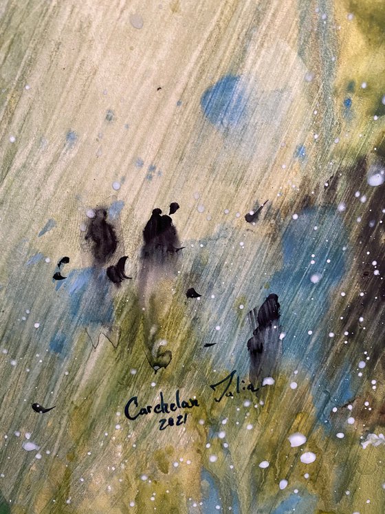 Sold Watercolor “Spring windy rain” perfect gift