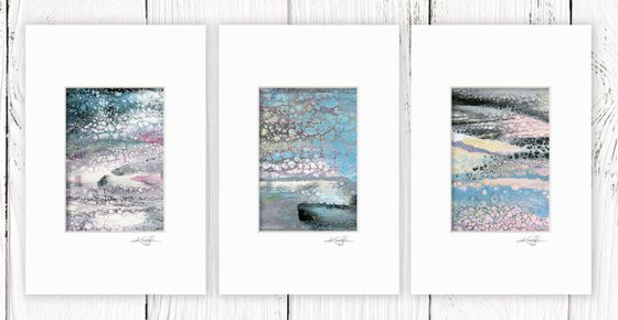 Abstract Dreams Collection 3 - 3 Small Matted paintings by Kathy Morton Stanion