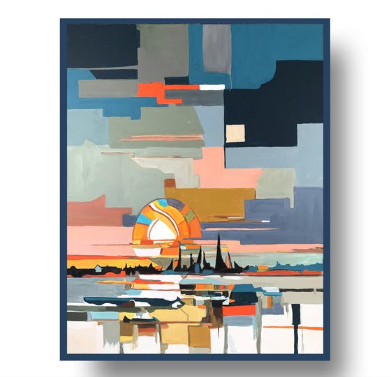 Sunset in a city. Abstract cityscape.