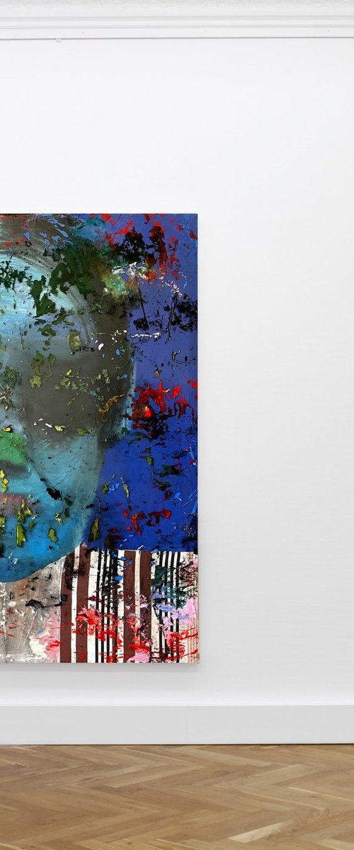 Blue Abstract Face by Gela MIKAVA
