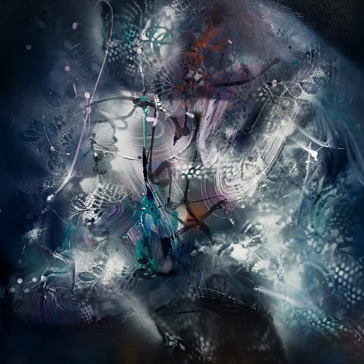 Organic Abstract Acrylic Painting By Kloska Ovidiu, 24 X 24", Silent Genesis, Original Artwork