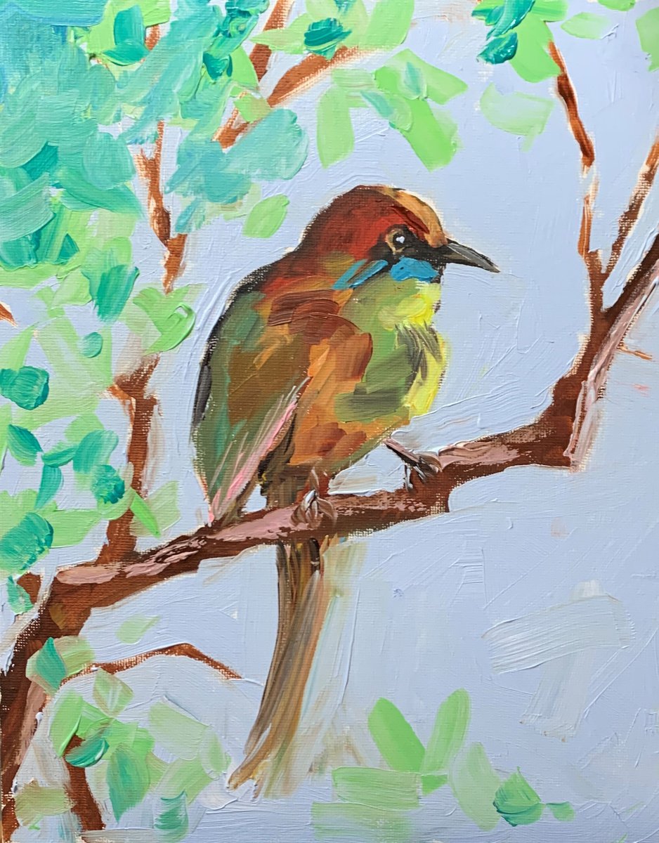 Bird. Original impasto, Palette knife oil painting. by Vita Schagen