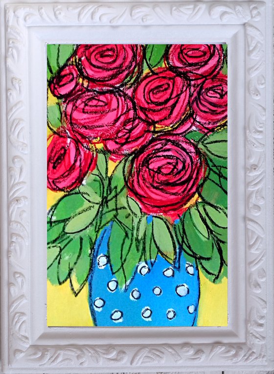 Roses in a Polka Dot Vase