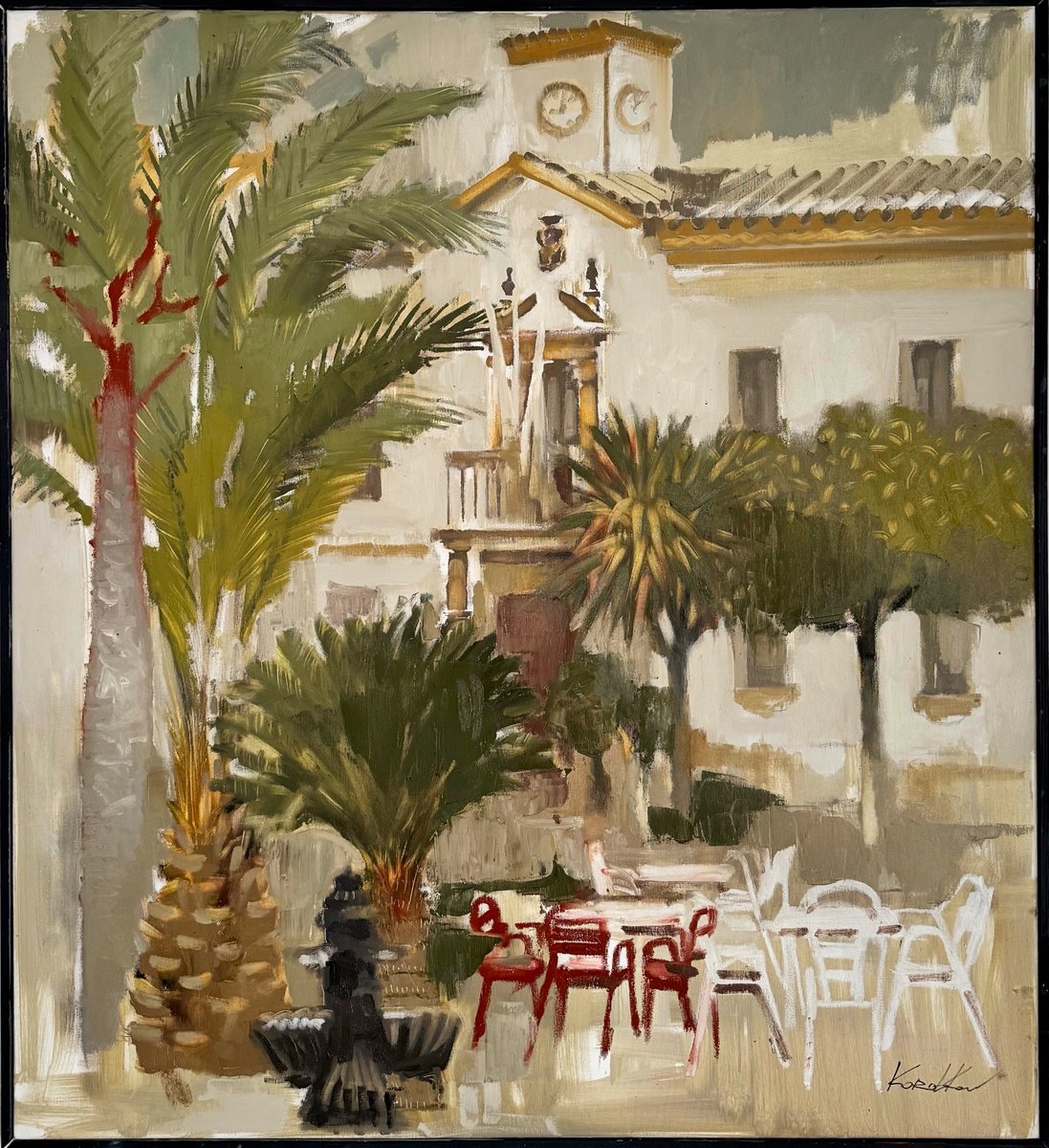 Organic Landscape Oil Painting By Mykhailo Korobkov, 40 X 44", Landscape Montilla, Original Artwork