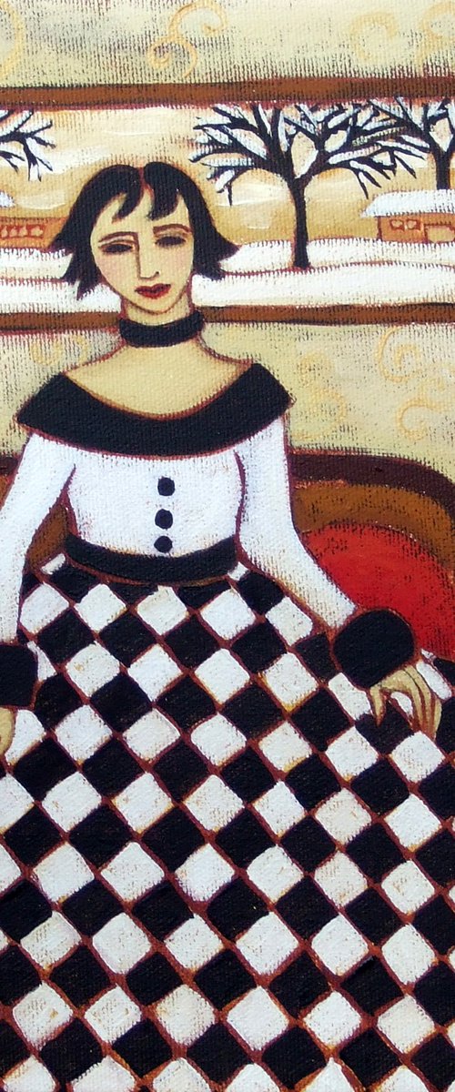 Harlequin with Winter Landscape by Karen Rieger