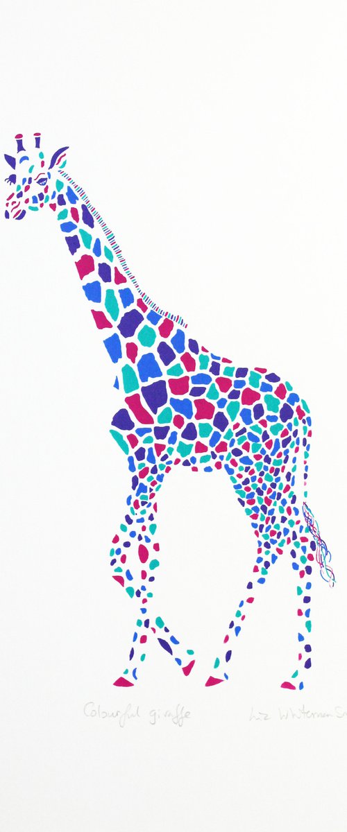 Colourful giraffe by Liz Whiteman Smith