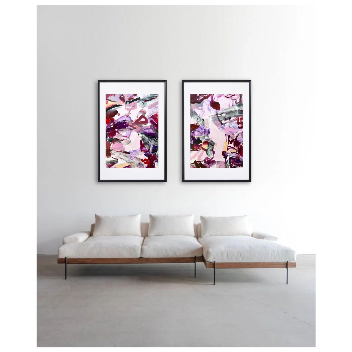 Expressive Abstract Acrylic Painting By Maria Esmar, 25 X 37", Botanical Beauty, Original Artwork