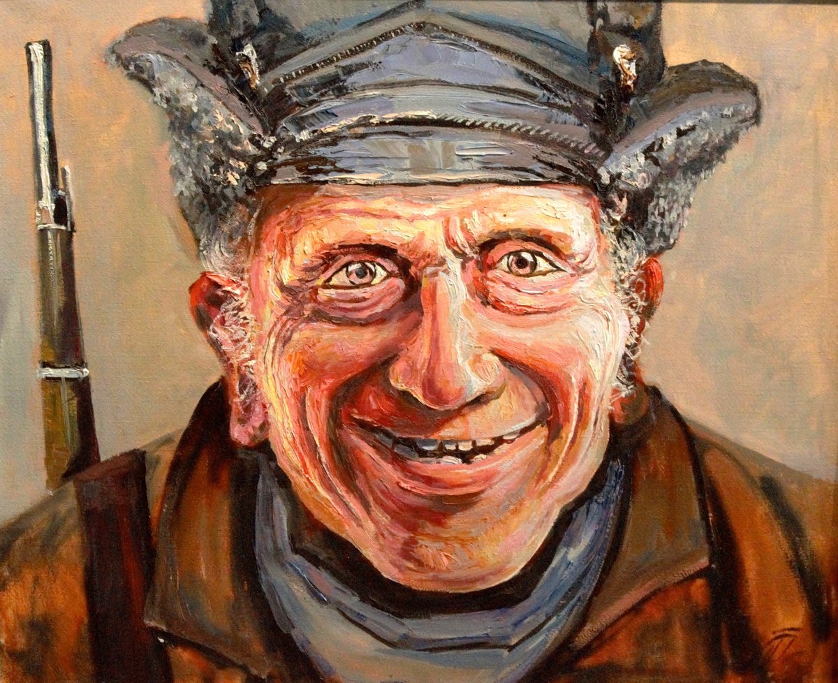 Uncle Tolya - sniper. Awarded internationally oil painting by Dmitry Revyakin