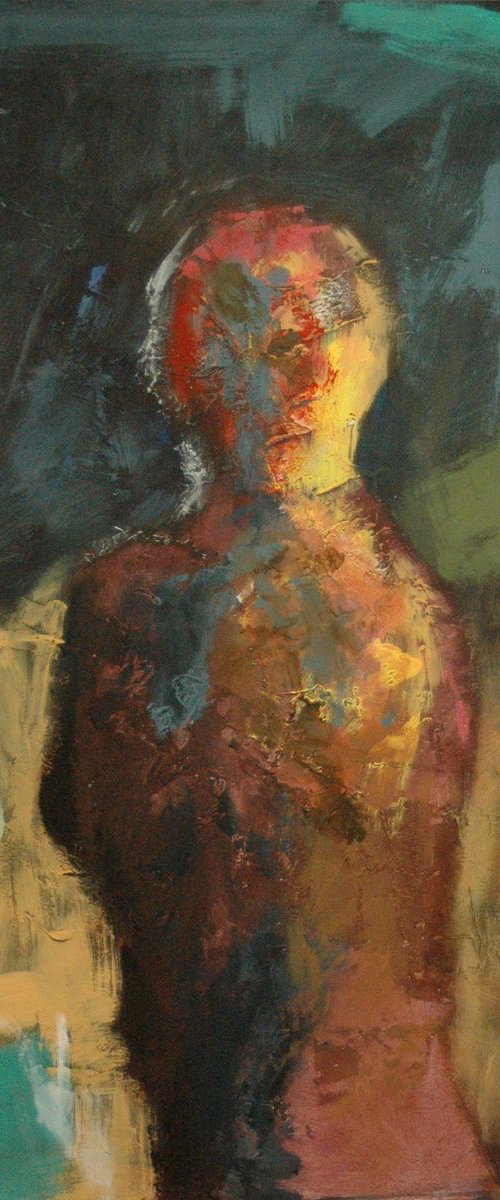 "Loosing Certaintity". Expressive abstract figurative painting. by Rumen Spasov