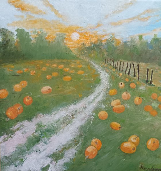 Path through the pumpkin field