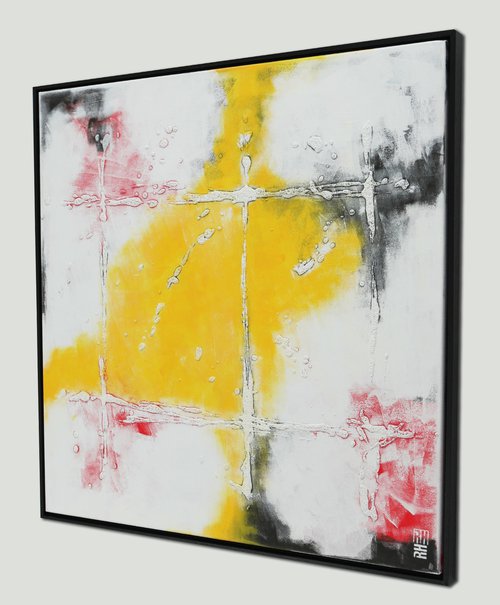 New Art collection - Incl black wooden frame - My Yellow Square - by Ronald Hunter 18F by Ronald Hunter