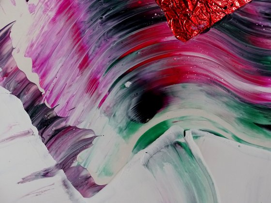 Pink scarlet (triptich abstract art)