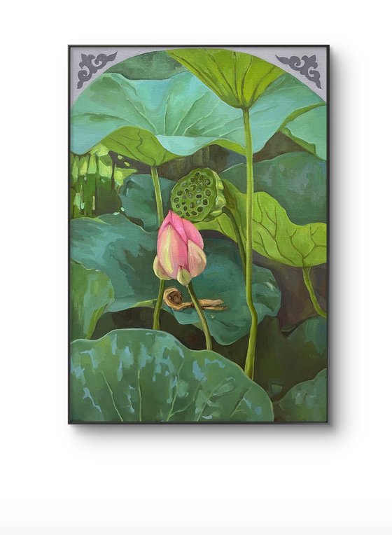 Lotus flower and pod