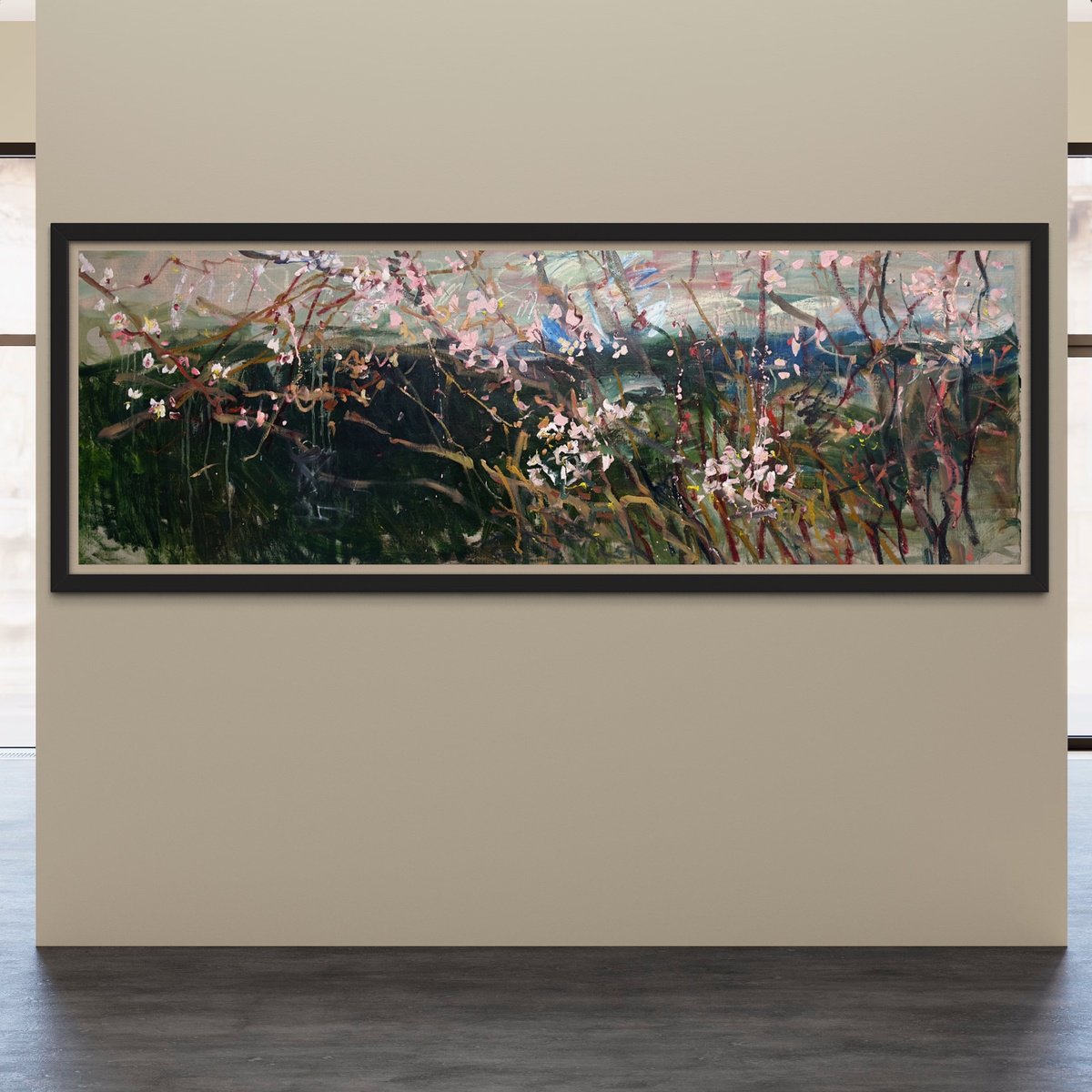 Expressive Abstract Oil Painting By Lilia Orlova-Holmes, 72 X 24", Spring In Progress, Original Artwork