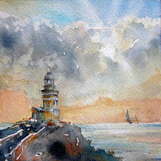 Lighthouse - Miniature Watercolour painting