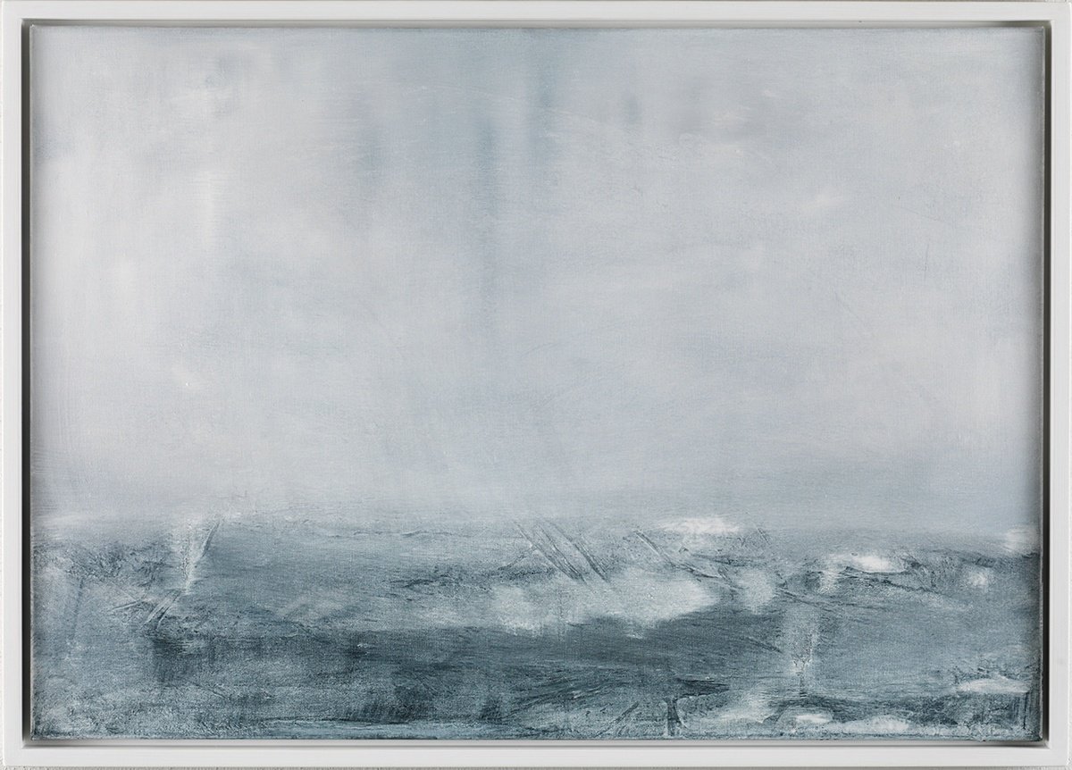 Abstract Landscape Oil Painting By Victoria Curling-Eriksson, 41 X 30", Stormy Seas, Original Artwork