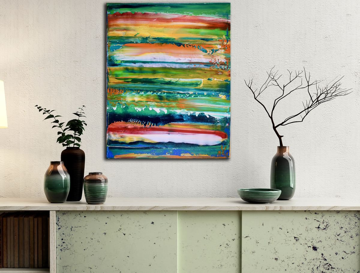 Abstract Acrylic Painting By Nestor Toro, 16 X 20", Summer Fusion 3, Original Artwork