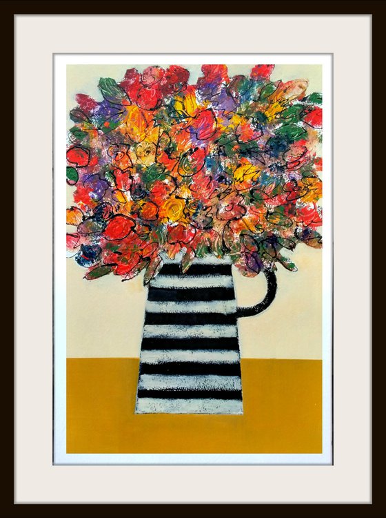 Flowers in a Striped Vase III