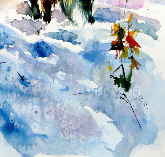 Red fox watching wintertime