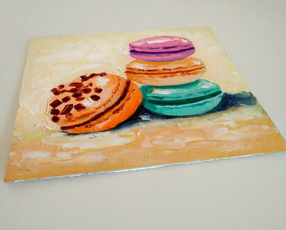 Macarons Oil Painting Original Art Food Artwork Still Life Dessert Wall Art