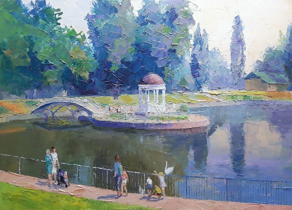 Oil painting City garden by Boris Serdyuk