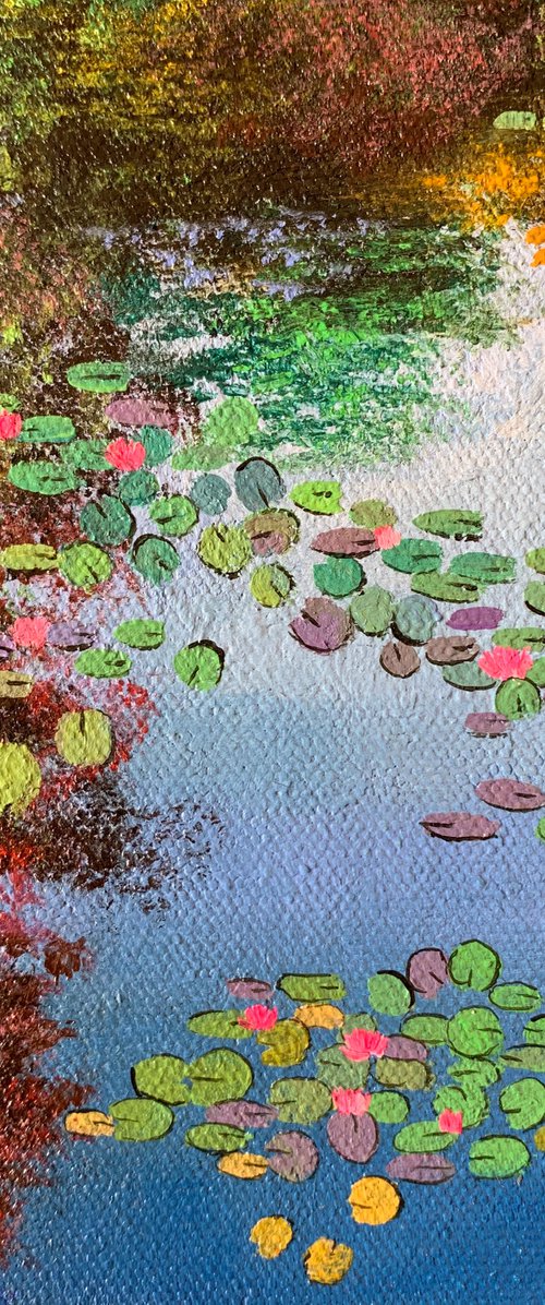 Monets garden II ! Small Painting!!  Ready to hang by Amita Dand