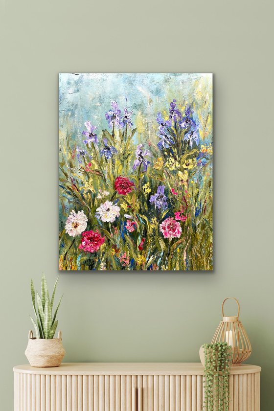Among Irises and Zinnias