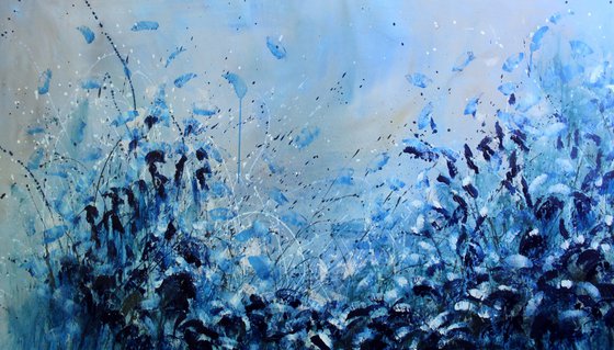 "Riding The Blues" - Super sized floral landscape painting