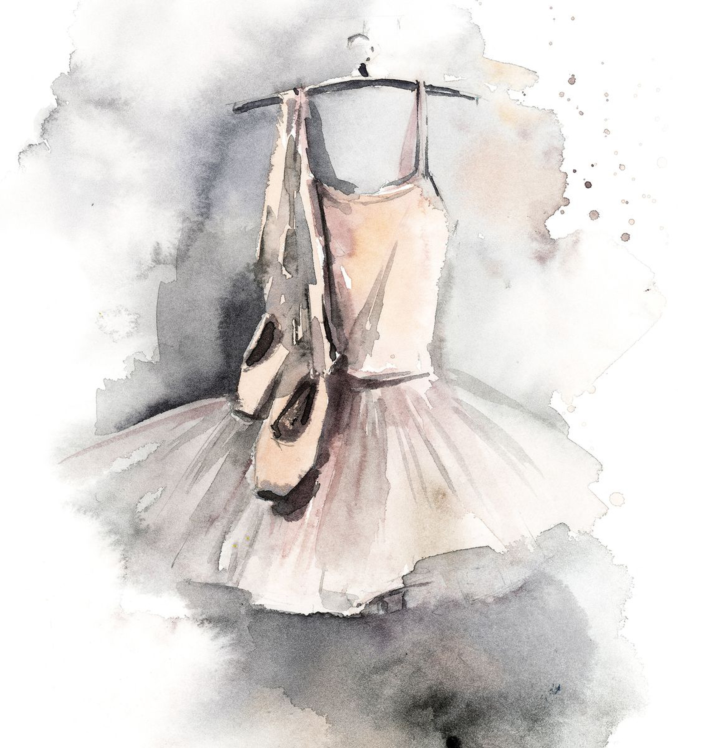 Tutu And Pointe Shoes In Dusty Pink And Grey N 1 Artfinder