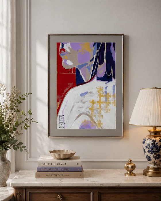 Shoulders (2021) abstract portrait in acrylic