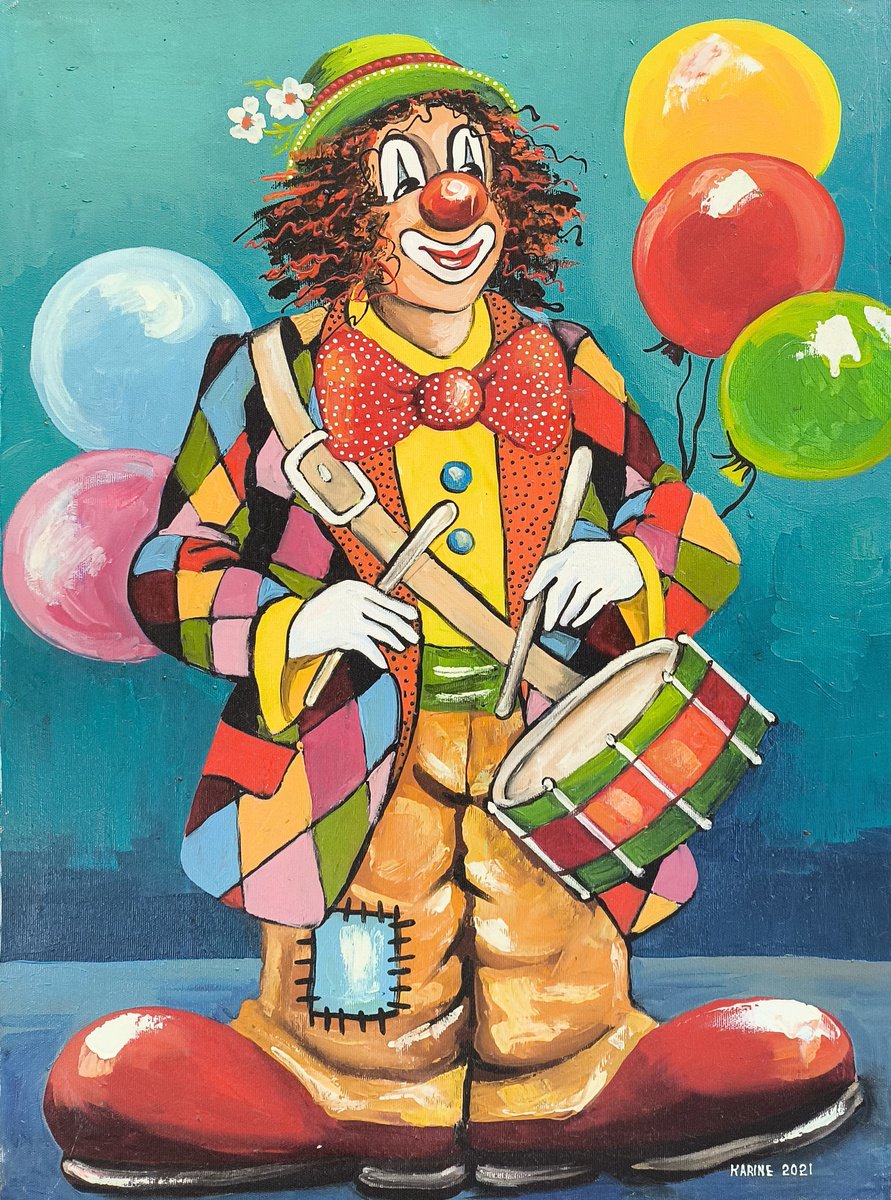 Impressionistic Portrait Oil Painting By Karine Harutyunyan, 20 X 28", Joyful Parade, Original Artwork