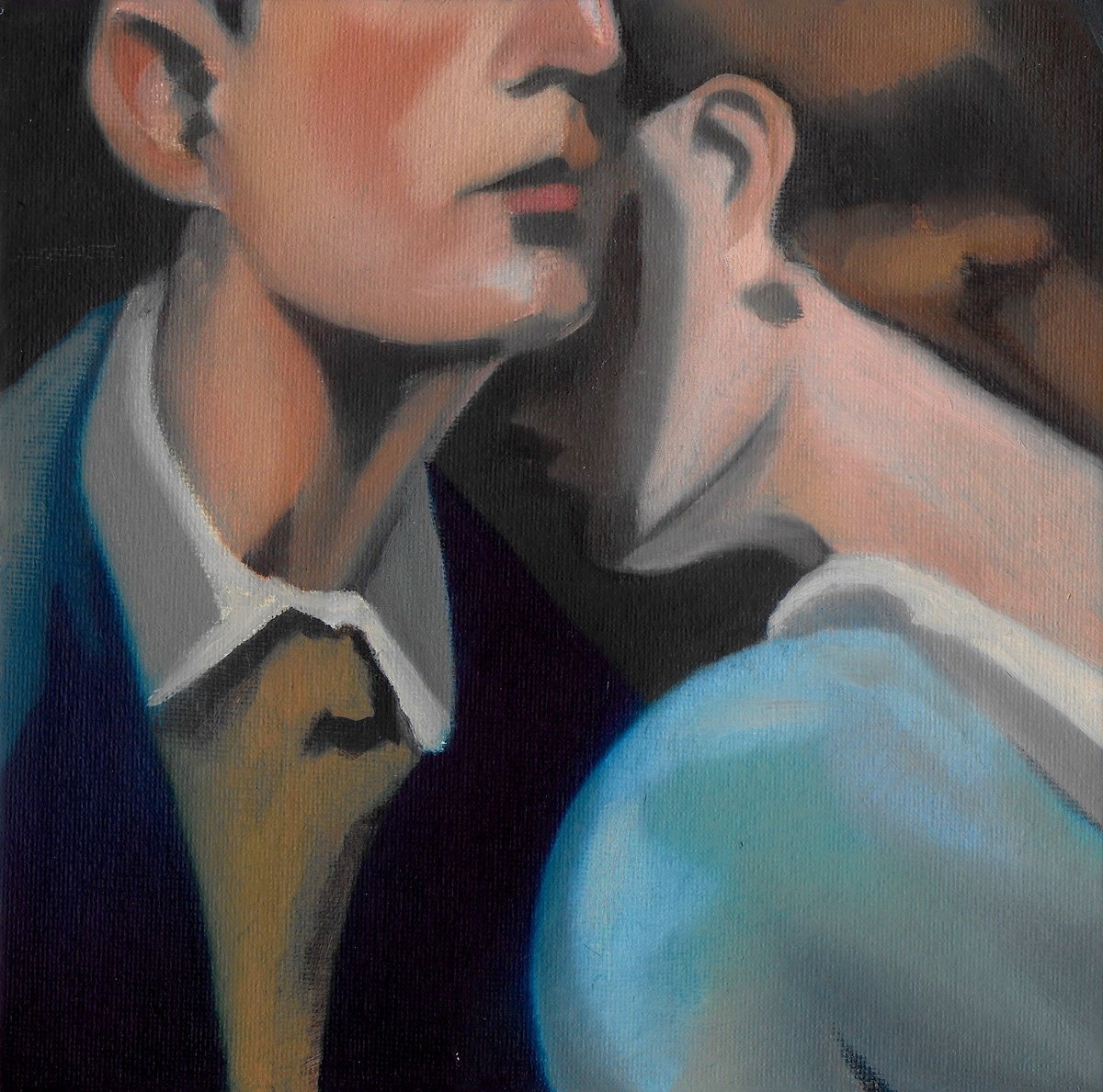 Illustrative Portrait Oil Painting By Neale Thomas, 9 X 9", The Echo Of A Song I Used To Know.., Original Artwork