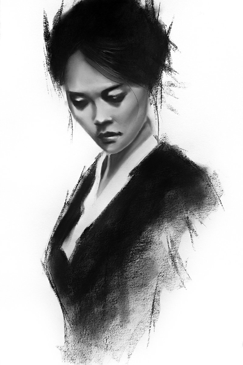 Illustrative Charcoal Drawing , Fading Presence By Denny Stoekenbroek, 13 X 20, Artwork For Sale On Artfinder