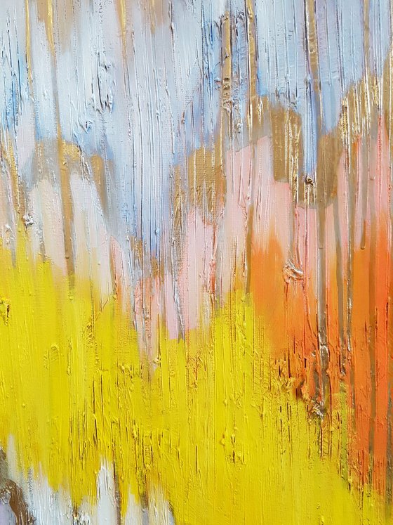 Abstract landscape You are my sunshine, 50×90 cm, original, Free shipping