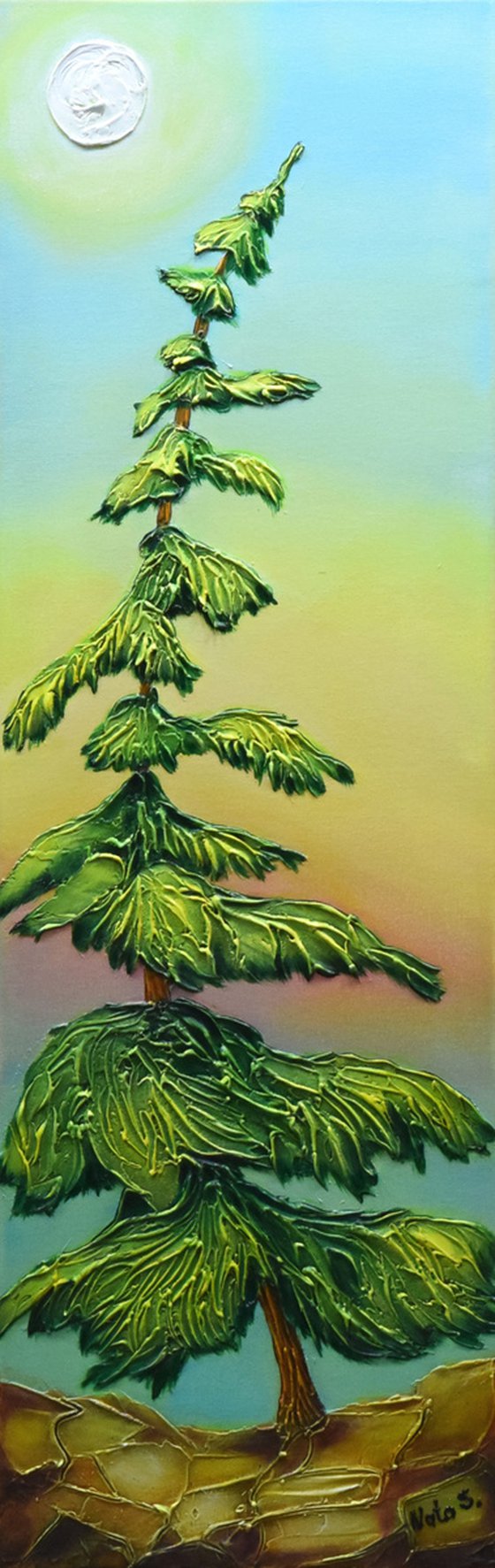 "Alone...."  Pine Tree Painting