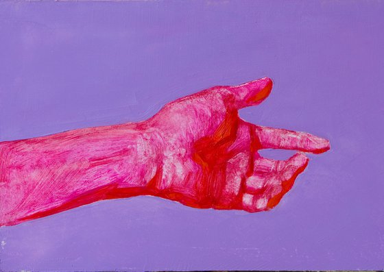 red hands on mauve