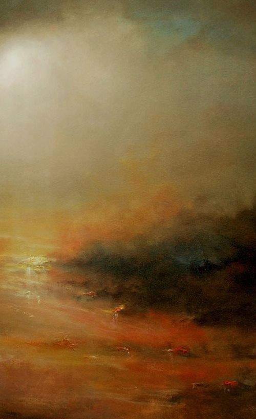 Golden reflections, 36x24 in by Vishalandra Dakur